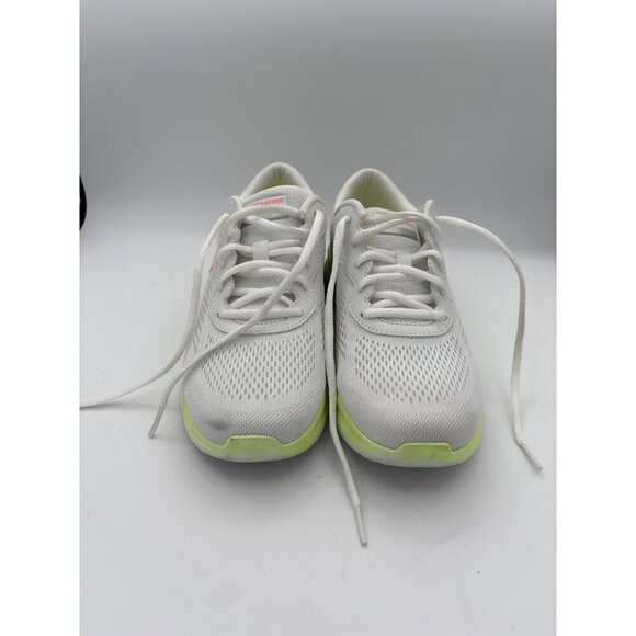 Skechers Womens Air-Cooled Memory Foam Athletic Shoes Size 7.5 White & Neon - Picture 1 of 7
